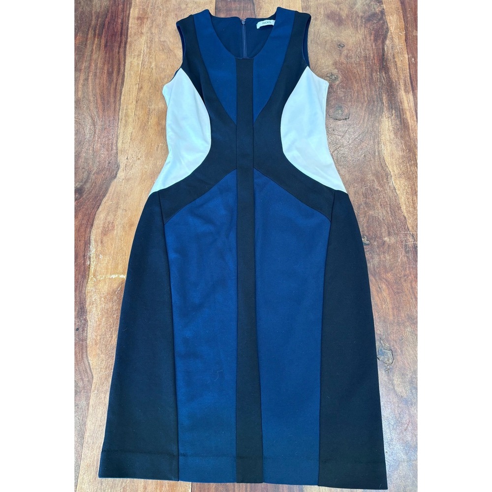 Y2K RICKI'S sheath dress size 2 navy blue colorblock sleeveless v-neck stretch